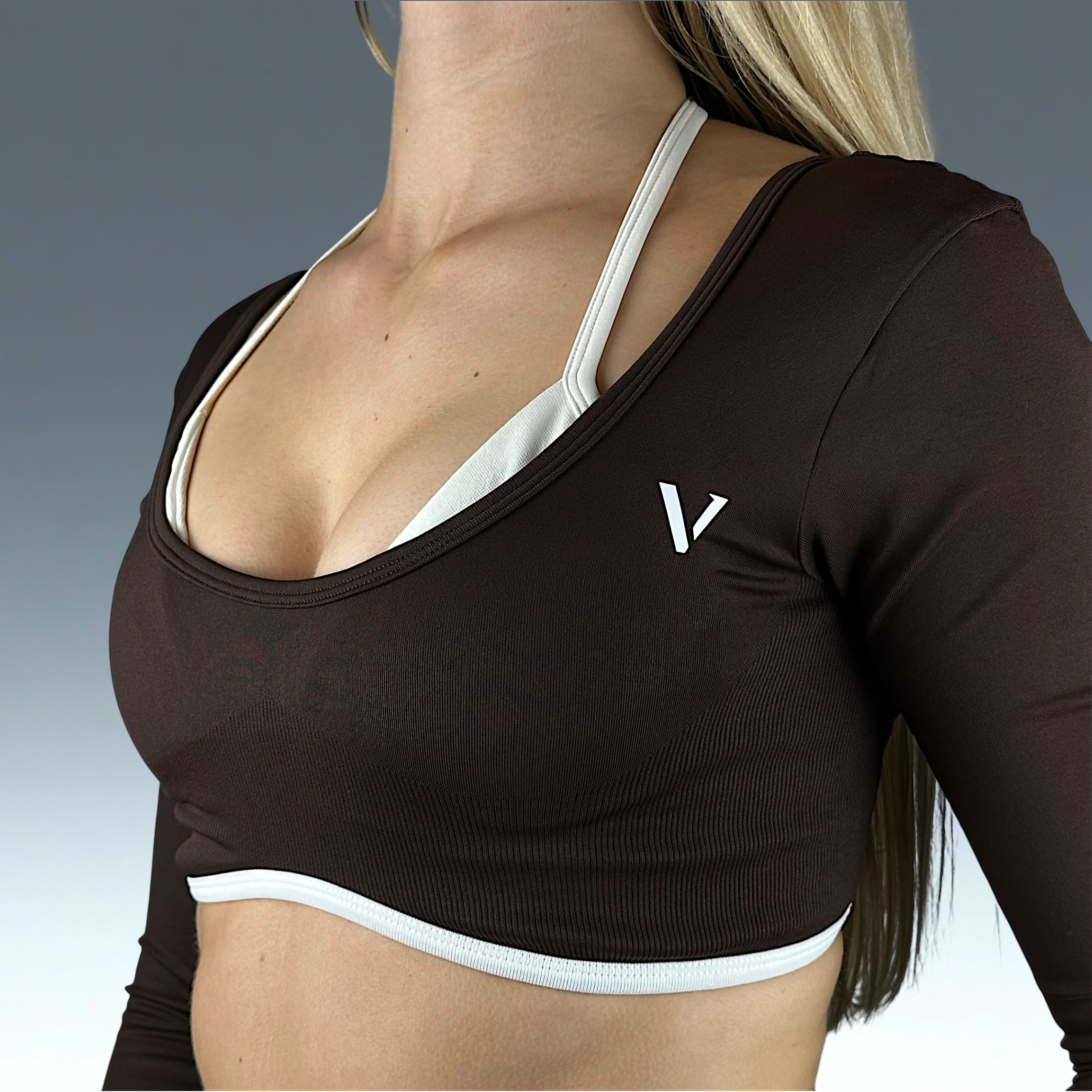 Haut Manche longue Curve Cacao